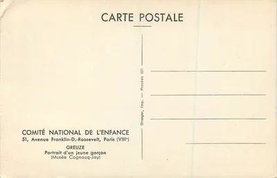 Retrato de um jovem garoto — Greuze — Comité National de l'Enfance, Paris — Verso