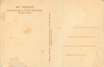 Marseille — Katedra i Fort Saint-Jean widziani z Pharo — Mureille — Rewers