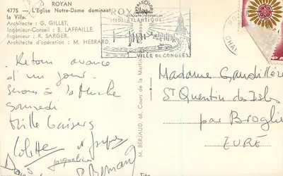 Église Notre-Dame dominant la Ville — Royan, éditeur COULEURS NATURELLES, n° 4775 — Verso
