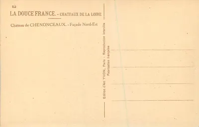 Zamek Chenonceaux — Façada Północno-Wschodnia — Wydawnictwo Art YVON — Rewers