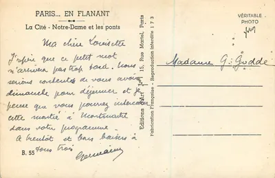 Paryż — La Cité - Notre-Dame i mosty — Éditions Martel, B. 55 — Rewers