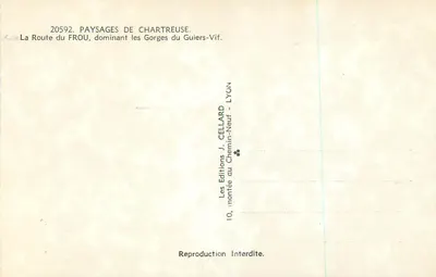 Strada del Frou, dominando le Gole del Guiers-Vif — Paesaggi della Chartreuse — Edizioni J. Cellard — Verso