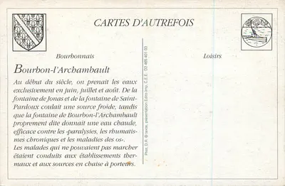 Bourbon-l'Archambault — Cadeira de Carroça — Allier 560 — Editor: Cartes d'Autrefois — Verso