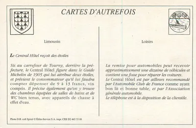 Limeuges — Centralny Hotel — Édito-Service S.A. n° D2 465 55 08 — Rewers