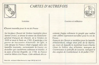 Verdun — Estátua de Chevert — Imp.-lib. Martin-Colardelle, Verdun — Verso
