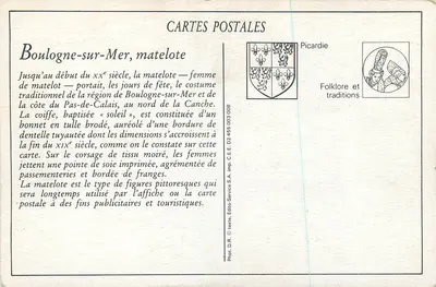 Boulogne-sur-Mer — matelote vestindo traje tradicional — Édito-Service S.A. — Verso