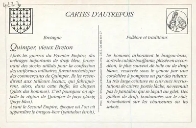 Quimper — Vecchio Bretone — Cartoline d'epoca — Verso