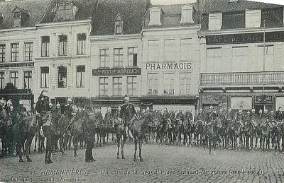 Armentières — Um canto da Grand'Place durante as greves (abril 1904) — Bulteau, foto-editora, Armentières