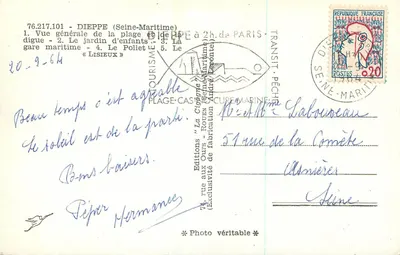 Dieppe — Lembrete de Dieppe — A Garça — Verso
