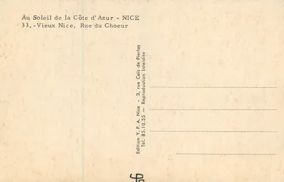 Rue des Puelles em Saint-Martin - vista da rua com igreja - Edição Y.P.A. Nice — Verso