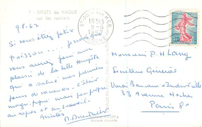 Efeitos de onda sobre os rochedos — St-Pair-sur-Mer — Éditions Gaby, n°7 — Verso