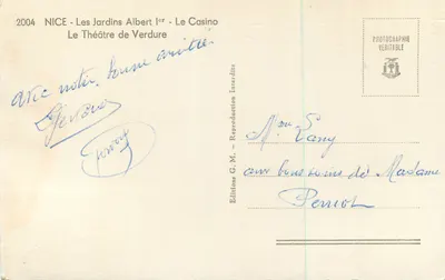 Nice - Os Jardins Albert 1º - O Casino - O Teatro de Verdure — Verso