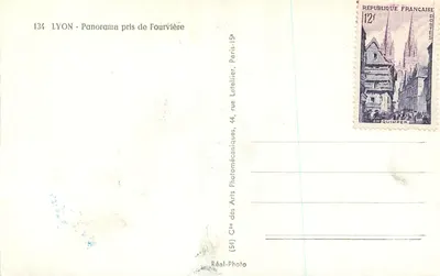 LYON - Panorama tirado de Fourvière — editor Letellier, Paris — Verso