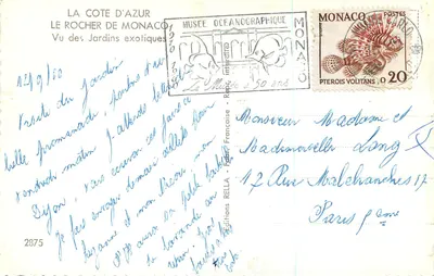 La Côte d'Azur — Le Rocher de Monaco — Widok z ogrodów egzotycznych — Wydawnictwo Rella — Rewers