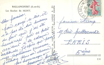As Rochas do Mont — Ballancourt (S.-et-O.) — Estel — Verso