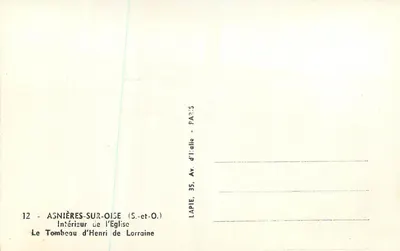 Tumba de Henri de Lorraine — Asnières-sur-Oise — editor Lapie, Paris — Verso