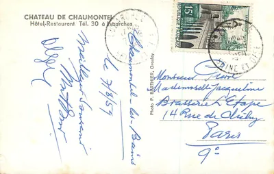 Castelo de Chaumontel — Hotel-Restaurante em Luzarches — Foto P. Barthier, Grosley — Verso