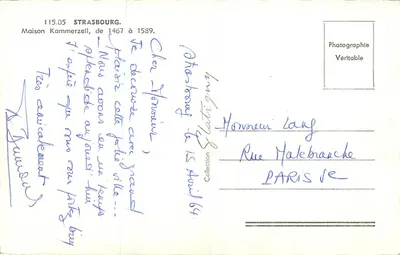 Maison Kammerzell — Strasbourg — Photographie Véritable — Verso