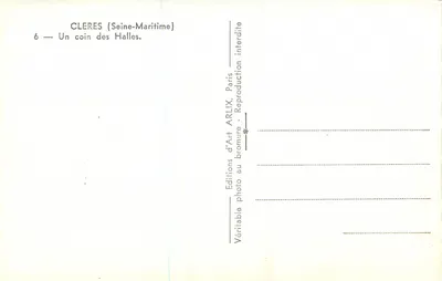 Cleres (Seine-Maritime) — Kąt Halles — Wydawnictwo Sztuki ARLIX, Paryż — Rewers
