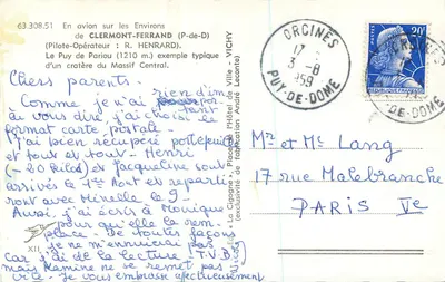 Puy de Pariou — Lotnictwo — Cigogne — Rewers