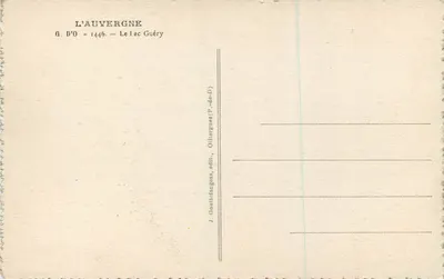 Jezioro Guéry — Auvergne — wydawca J. Gouticfangues (P.-de-D.) — Rewers