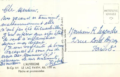 Lago Pavin — Auvergne — Edição G.d'O. Br-Cp 191 — Verso