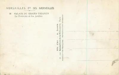 Versalhes e suas maravilhas — Palácio do Grande Trianon — O Pérystilo e os jardins — Editor A. Leconte — Verso