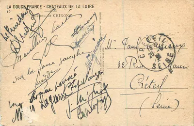 Castelo de Chinon — A Doce França - Castelos da Loire — Edição de Yvon — Verso