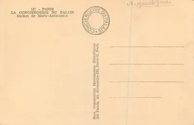 Cárcere de Maria Antonieta — Conciergerie do Palácio — Edições Históricas — Verso