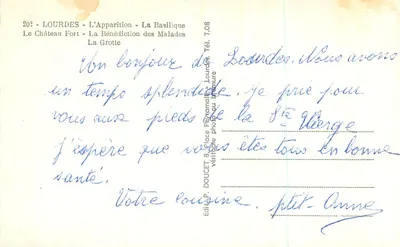 Lourdes — Souvenir de Lourdes — Wydawca Doucet, n°202 — Rewers