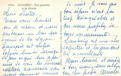 Chambéry - Vista generale e il Nivolet — Edizione La Cigogne, n° 10034 — Verso