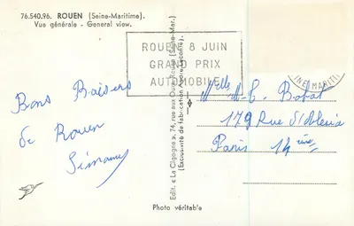 Rouen — Ogólny widok — Wyd. « La Cigogne » — Rewers