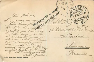Zamek Chillon — widok z jeziora z jachtami — J. J. 6922 — Rewers