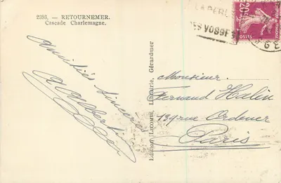 Wodospad Retournemer — Charlemagne — Wydawnictwo Lecomte — Rewers