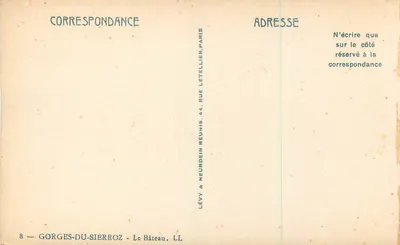 Góry Sierroz — parowóz "LE RODE" — wydawca Lévy & Neurdein Réunis, Paryż — Rewers