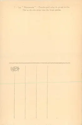 Les Buissonnets — Front północny z ogrodu — Wydawca Delmot — Rewers