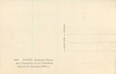 Rennes — Stara domowa kapłanów katedry zwanej Du Guesclin (XVI w.) — Laurent-Nel — Rewers