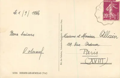 Bormes-les-Mimosas — widok wsi z łuku — B.E.F. Wydawca — Rewers