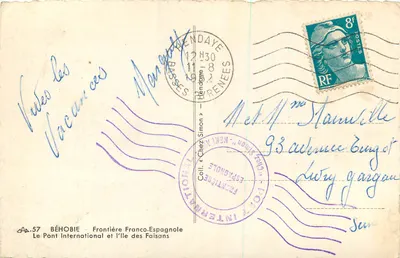 Béthobie — Międzynarodowy Most i Wyspa Faisansów — wydawca AD-57 — Rewers