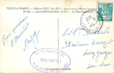 Most Napoléon — Luz-Saint-Sauveur — Wydawnictwo JOVÉ, Pau — Rewers