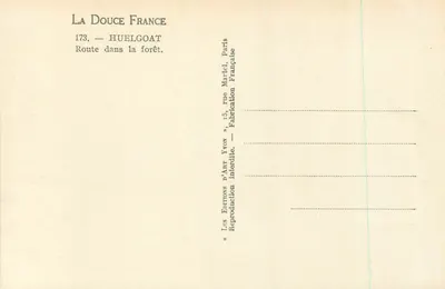Estrada na floresta — Huelgoat — Edições d'Art Yvon, Paris — Verso