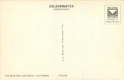 Reator de Dounreay — Caithness — editor J.B. White Ltd, série PT37275 — Verso