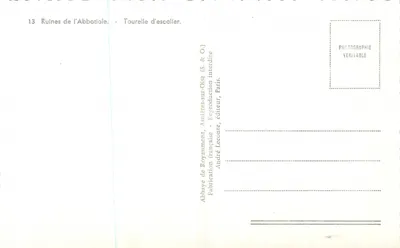 Ruiny Abbatiale - Wieża schodowa — André Leconte, wydawca, Paryż — Rewers