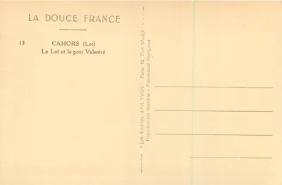 Cahors — O rio Lot e o ponte Valentré — YVON — Verso