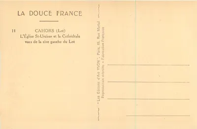 Cahors (Lot) — Katedra Świętego Urkisa i katedra widziane z lewej strony rzeki Lot — YVON — Rewers