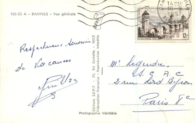 Banyuls-sur-Mer — Vista Geral — Edições S.E.P.T. n° 106-20 — Verso