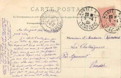 Le Croisic - A Grande Côte no Port-Lin — Coleção A. Thurel, Editor, Nantes — Verso
