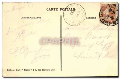 Niza — Jardín de Alberto I — Muelle-Paseo y Monumento del Centenario — Foto Munier — Reverso