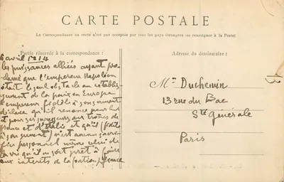 Palazzo di Fontainebleau — Studio dove Napoleone I firmò la sua abdicazione — Fototipia L. MENARD — Verso