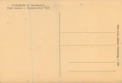 Katedra w Strasburgu — Strona romańska — wydawca Félix Lumb, Strasburg — 1926 — Rewers